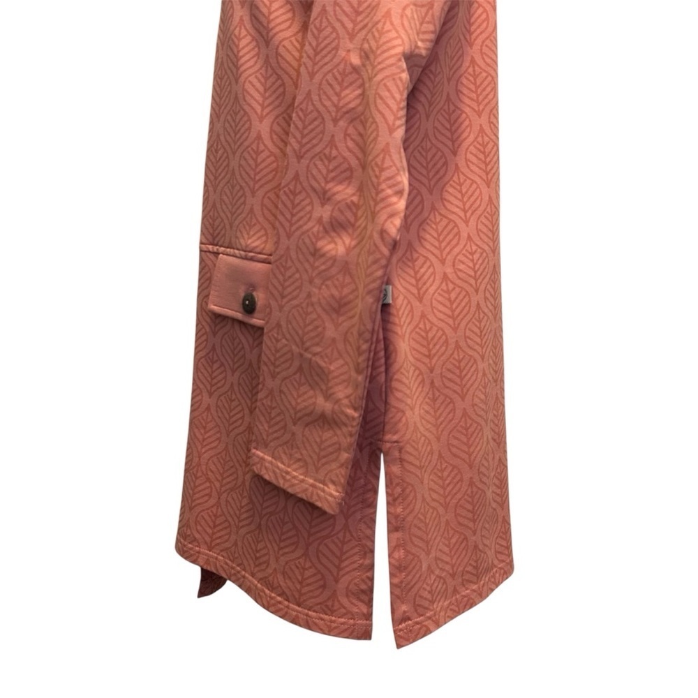 Apsara Organic Cotton Asymmetrical Coral Long Sleeve Dress Cowl Neck Leaf Design - Picture 4 of 6